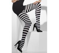 Smiffys Pantis opacos, negros y blancos, a rayas Halloween, Carnaval