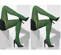 Smiffys Pantis opacos, verdes y negros, a rayas Halloween (Paquete de 2)