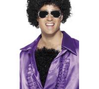 Smiffys Pecho velludo, negro, Deluxe, con goma Halloween, Carnaval