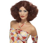 Smiffy's Peluca afro de los 70 castaña rojiza con raya al medio – Halloween/Carnaval