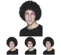 Smiffys Peluca afro, económica, negra Halloween, Carnaval (Paquete de 4)