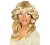 Smiffys Peluca años 70, Rubia, Larga, ondulada y a capas Halloween, Carnaval