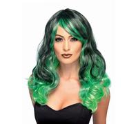Smiffys Peluca con efecto ombré, hechicera, Verde y negra Halloween, Carnaval