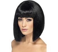 Smiffys Peluca coqueta, negra, corta con flequillo Halloween