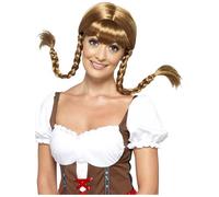 Smiffys Peluca de Bebé Bávaro, Plisada, Marrón, con Alambre Oculto Halloween, Carnaval