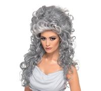 Smiffys Peluca de bruja Medeia con colmena, Gris, Larga y rizada con colmena
