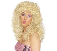 Smiffys Peluca de chica bonita bailona, rubia, larga, rizada Halloween, Carnaval