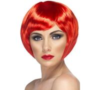 Smiffys Peluca de chica bonita, roja, corta, corte bob con flequillo