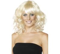 Smiffys Peluca de chica lista, rubia, largo media, ondulada Halloween, Carnaval