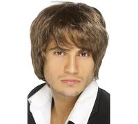 Smiffy's Peluca de chico de banda de pop, marrón, estilo corto – Halloween, Carnaval