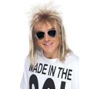 Smiffys Peluca de corte mullet de los 80, rubia ceniza Halloween, Carnaval