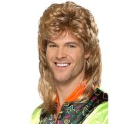 Smiffys Peluca de corte mullet, marrón, con reflejos rubios Halloween, Carnaval