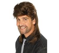 Smiffys Peluca de corte mullet, marrón Halloween