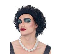 Smiffys Peluca de Frank-N-Furter Wig de Rocky Horror Show, con cabello corto, castaño y rizado