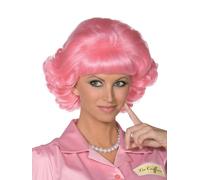 Smiffy's Peluca Frenchy de Grease, rosa, corta y rizada (Halloween, Carnaval)