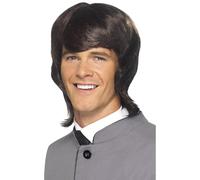 Mens Mod Wig 60s 70s 80s Marrón Peinado Era Fiesta Retro Accesorio de Disfraz