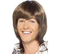 Smiffys Peluca de ídolo de los 70, marrón Halloween, Carnaval