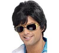 Smiffys Peluca de melena de los 70, negro, corta, ahuecada con flequillo Halloween, Carnaval