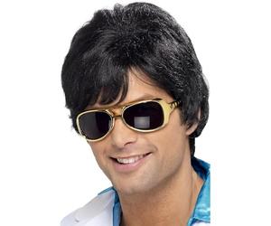 Smiffys Peluca de melena de los 70, negro, corta, ahuecada con flequillo Halloween, Carnaval