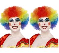 Smiffys Peluca de payaso loco, arco iris colores, 120g Halloween (Paquete de 2)