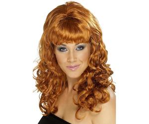 Smiffys Peluca de preciosidad con estilo beehive, castaña rojiza, con rizos Halloween, Carnaval