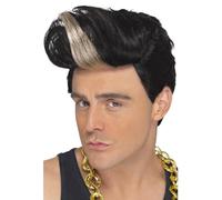 Smiffys Peluca de rapper de los 90, negro, peluca de tupé con reflejos Halloween, Carnaval