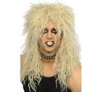 Smiffys Peluca de roquero duro, rubia, larga despeinada Halloween, Carnaval