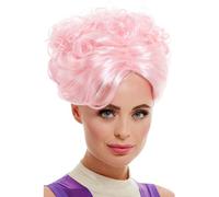 Smiffys Peluca de trapecista, Rosa, con recogido rizado vintage Halloween