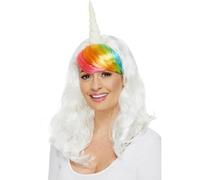 Unicornio Sueños Mujer Peluca - Blanco, Rizado Mítico