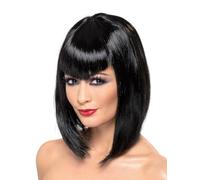 Smiffys Peluca de vampiresa, Negra, Corta con flequillo Halloween, Carnaval