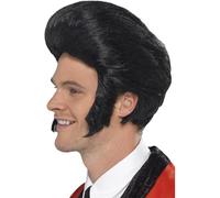 Smiffy's Peluca Rey del tupé de los 50, negro con patillas – Halloween, Carnaval