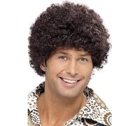 Hombre Alta Calidad 70s Disco Dude Marrón Afro Wig 80s Disfraz Accesorio Cabello