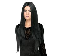Smiffys Peluca deluxe de bruja, Negro, Resistente al calor/modificable, extralarga Halloween, Carnaval