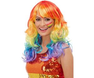 Smiffys Peluca glam de arcoíris Halloween, Carnaval