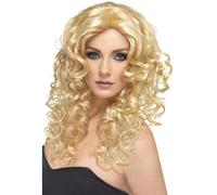 Smiffys Peluca glamour, rubia, larga, rizada