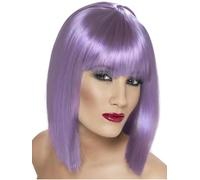 Smiffys Peluca glamurosa, Lila, Corta, despuntada con Flequillo