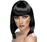Smiffys Peluca glamurosa, negro, corta, despuntada con flequillo Halloween