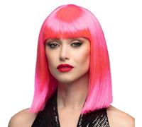 Smiffys Peluca Miffy 42140 - Glamurosa rosa neón, corta despuntada con flequillo - Talla única