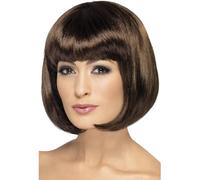 Marrón Oscuro Peluca Partyrama Bob 30.5cm Largo Disfraz Mujer Pelucas
