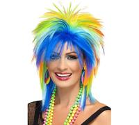 Smiffys Peluca punk arco iris de los 80, multicolor Halloween, Carnaval