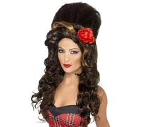 Smiffys Peluca rehabilitada, marrón, gran colmena Halloween, Carnaval