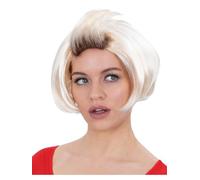 Smiffys Peluca rubia de los años 90, accesorio de disfraz para adultos, peluca corta estilo Bob con flecos voluminosos, ideal para fiestas de disfraces retro, películas y eventos temáticos