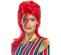 Smiffys Peluca superestrella espacial, rojo Halloween, Carnaval