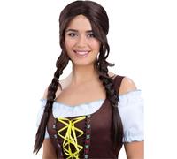 Smiffys Peluca trenzada de sirvienta bávara, color marrón, para fiesta, disfraz, para adultos