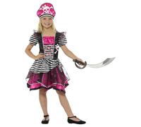 Smiffys Disfraz perfecto de pirata para chica, negro y rosa, con vestido y sombrero Halloween, Carnaval