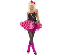 Smiffys Pink Tutu Instant Kit, Neon Pink with Tutu, Headband and Fingerless Gloves, 1980's Fancy Dress, 1980s Dress Up Costumes