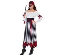 Smiffys Pirate Lady Costume, Black & White (Size L)