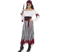 Smiffy's Disfraz mujer Pirata – Vestido con tiras en brazos, cinturón y tocado – Halloween