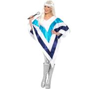 Smiffys Poncho Super Trouper, Blanco Halloween, Carnaval