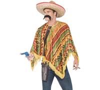 Smiffys Poncho y bigote, Naranja Halloween